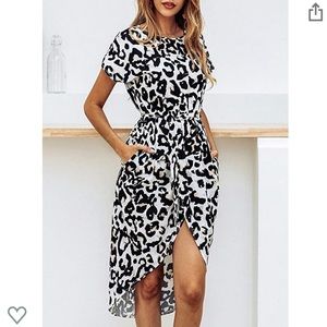 Leopard print belted Medium dress with pockets